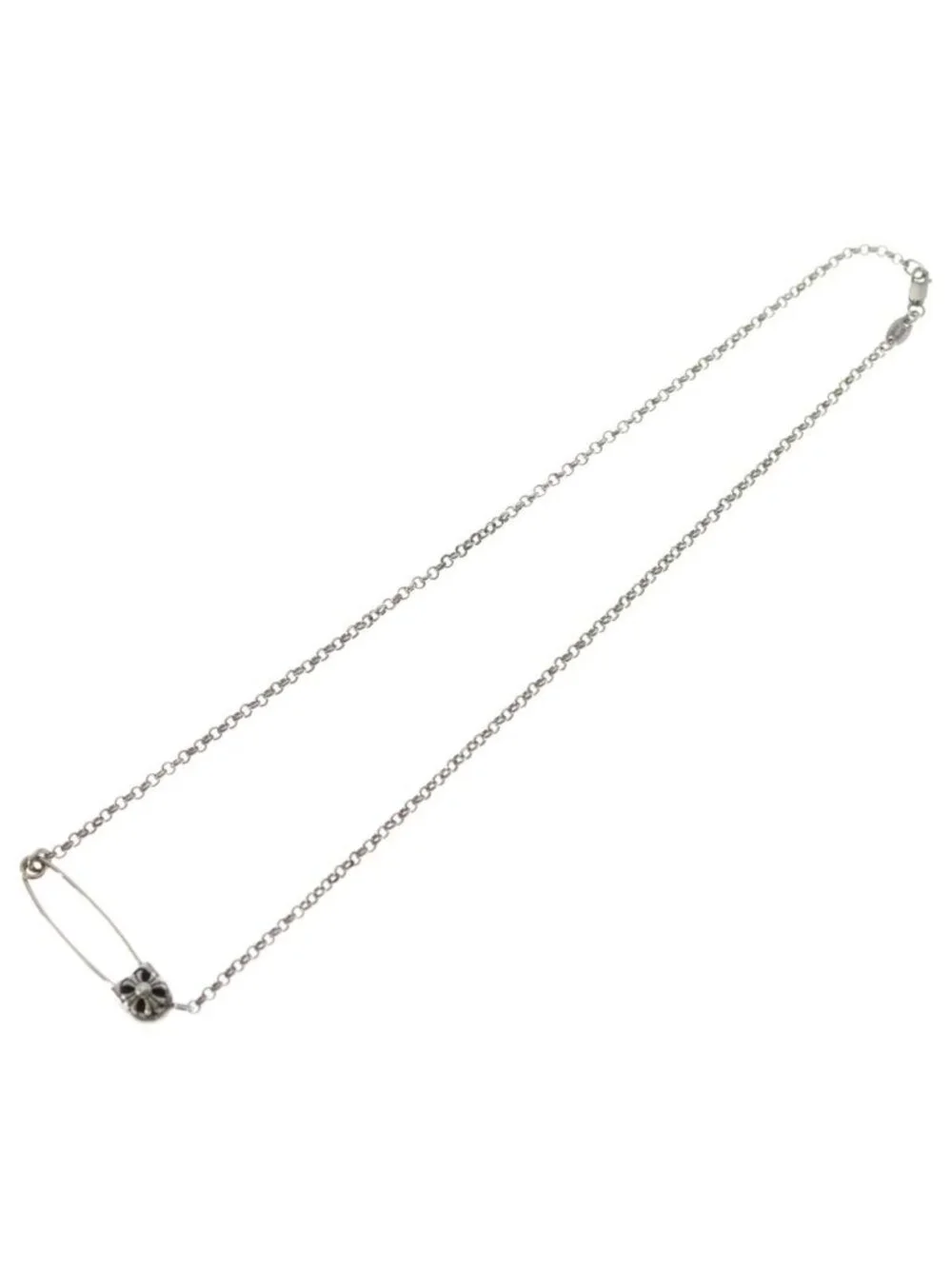 Chrome Hearts Safety Pin Roll Chain Silver Necklace